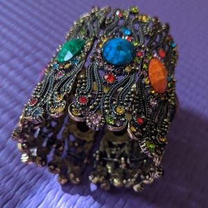 Vintage Rhinestone Multi Color Cuff